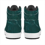 Dark Green Marble Print High Top Leather Sneakers
