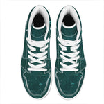 Dark Green Marble Print High Top Leather Sneakers
