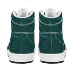 Dark Green Marble Print High Top Leather Sneakers