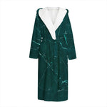 Dark Green Marble Print Hooded Bathrobe