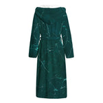 Dark Green Marble Print Hooded Bathrobe
