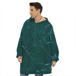 Dark Green Marble Print Hoodie Blanket