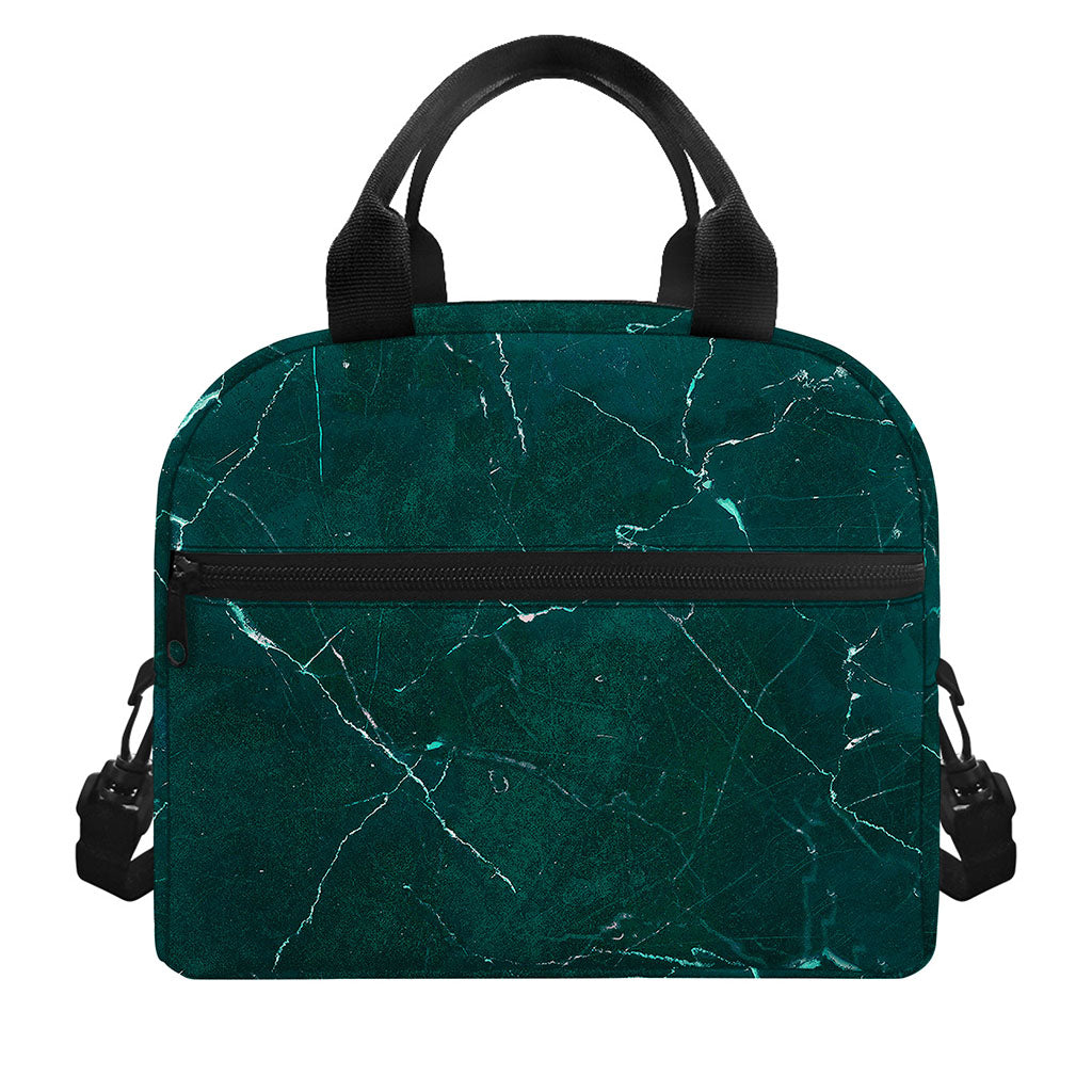 Dark Green Marble Print Insulated Lunch Bag