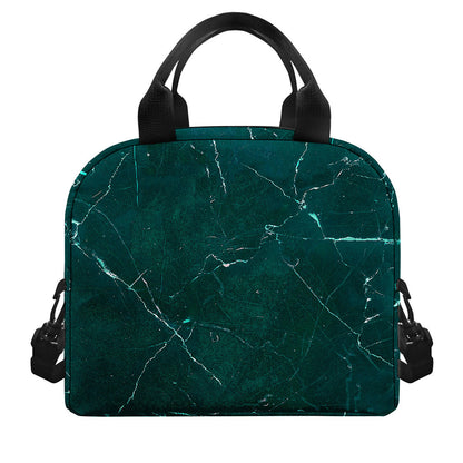 Dark Green Marble Print Insulated Lunch Bag