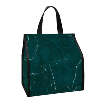 Dark Green Marble Print Insulated Lunch Tote