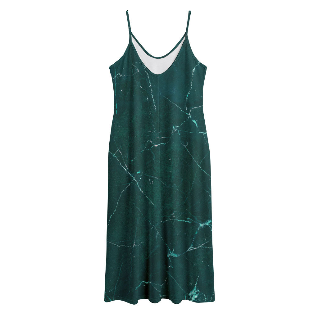 Dark Green Marble Print Jersey Midi Cami Dress
