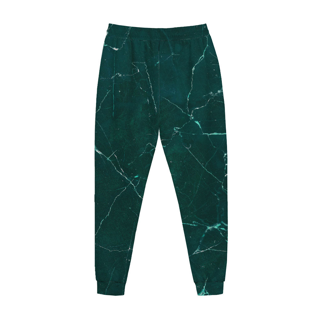 Dark Green Marble Print Jogger Pants