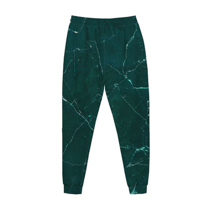 Dark Green Marble Print Jogger Pants