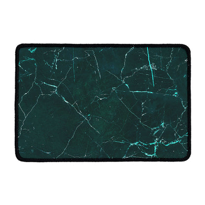 Dark Green Marble Print Kitchen Mat