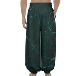 Dark Green Marble Print Lantern Pants