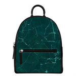 Dark Green Marble Print Leather Backpack