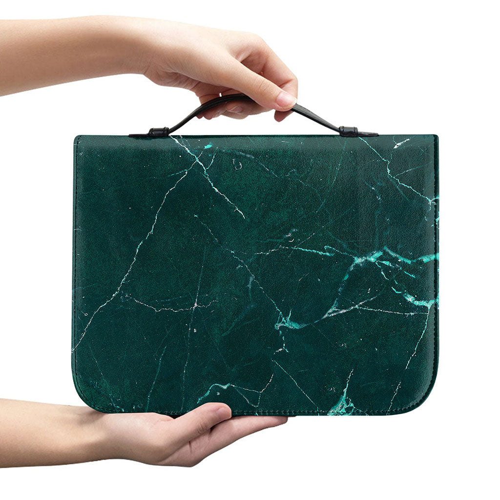 Dark Green Marble Print Leather Bible Cover