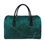 Dark Green Marble Print Leather Duffle Bag