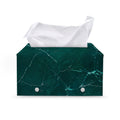 Dark Green Marble Print Leather Tissue Box Cover