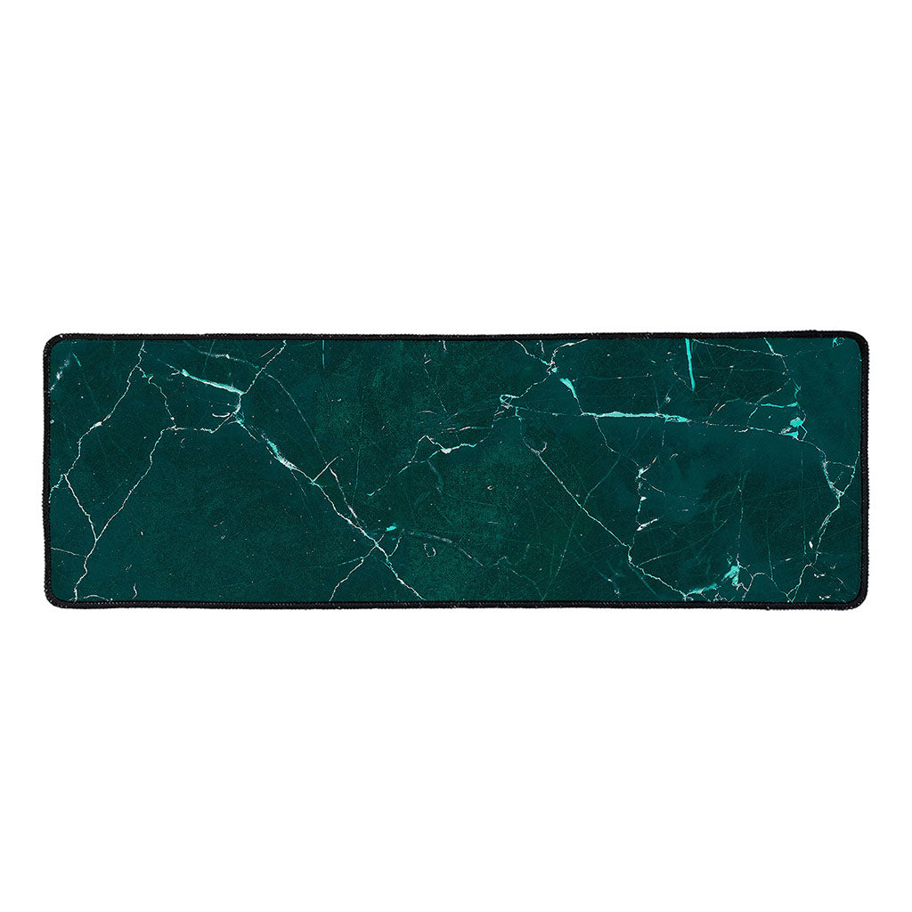 Dark Green Marble Print Long Kitchen Mat