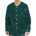 Dark Green Marble Print Long Sleeve Baseball Jersey