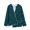 Dark Green Marble Print Long Sleeve Short Coat