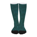 Dark Green Marble Print Long Socks