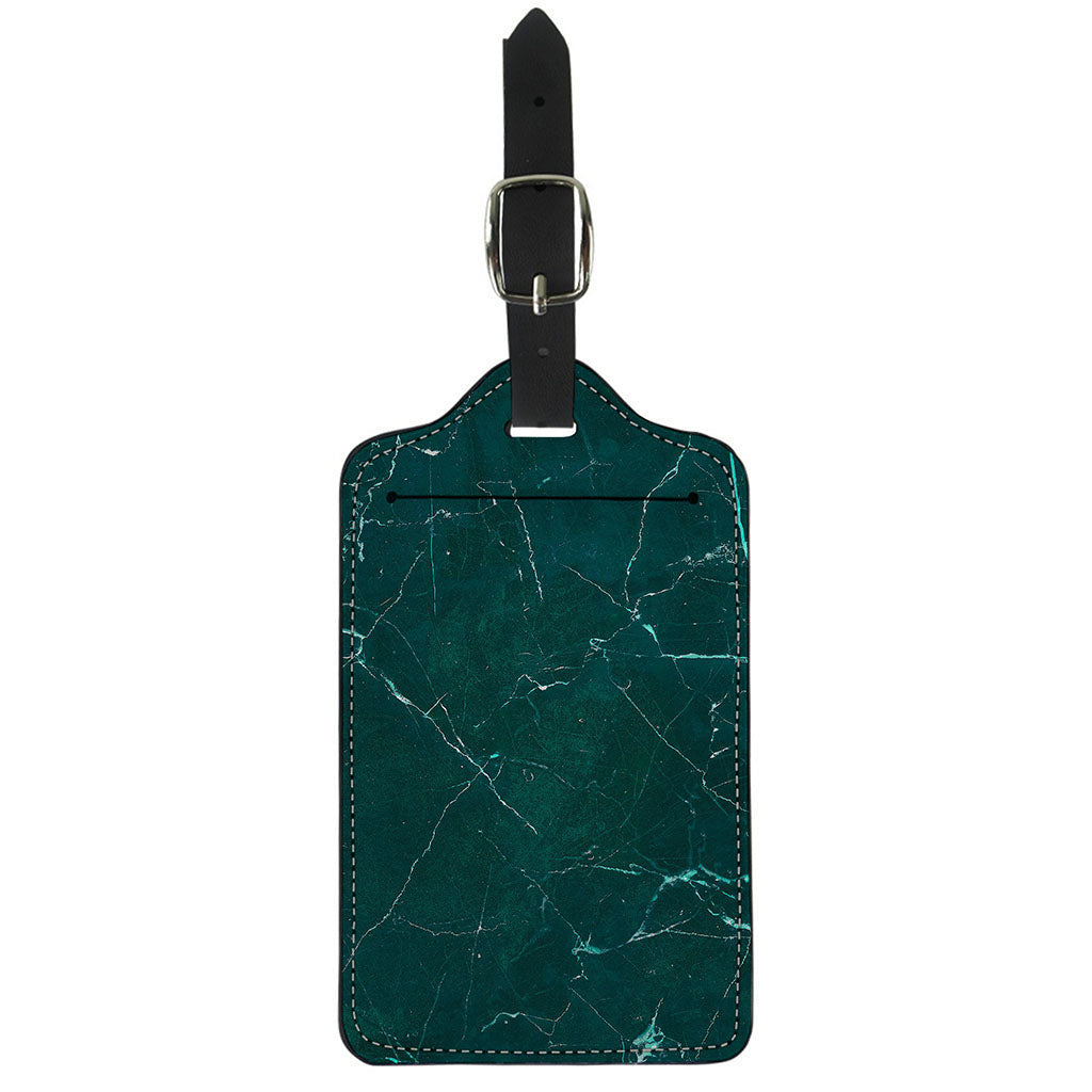 Dark Green Marble Print Luggage Tag