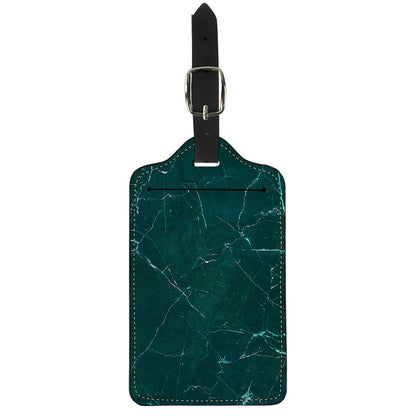 Dark Green Marble Print Luggage Tag