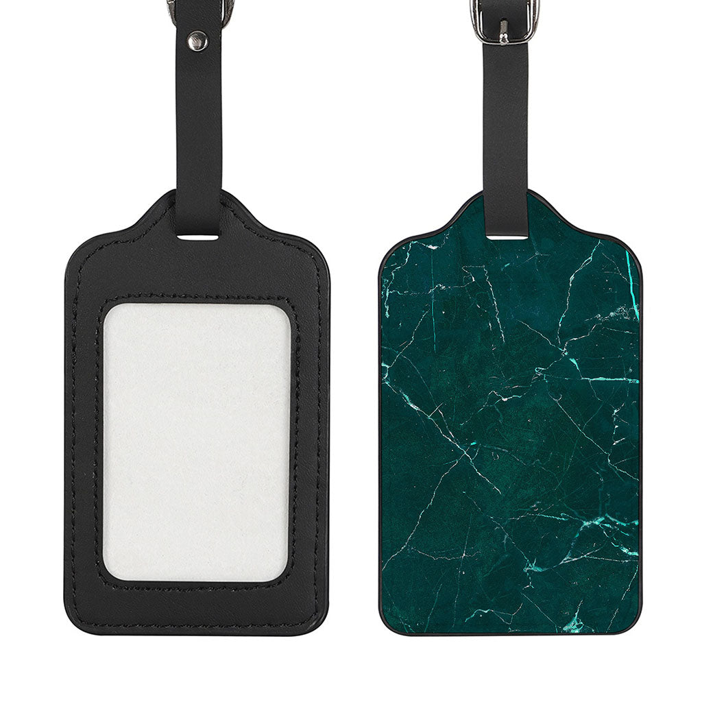 Dark Green Marble Print Luggage Tag