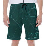 Dark Green Marble Print Men's Beach Shorts