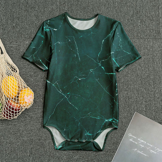 Dark Green Marble Print Men's Bodysuit