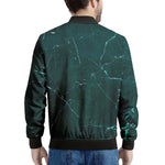 Dark Green Marble Print Men's Bomber Jacket