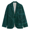 Dark Green Marble Print Men's Cotton Blazer