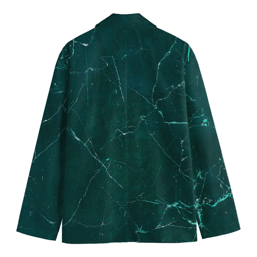 Dark Green Marble Print Men's Cotton Blazer