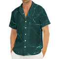 Dark Green Marble Print Men's Deep V-Neck Shirt
