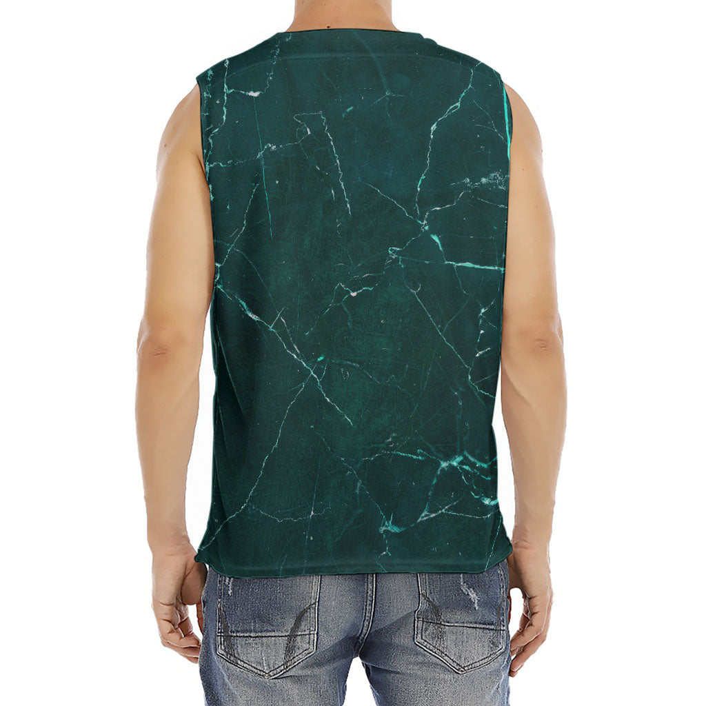 Dark Green Marble Print Men's Fitness Tank Top