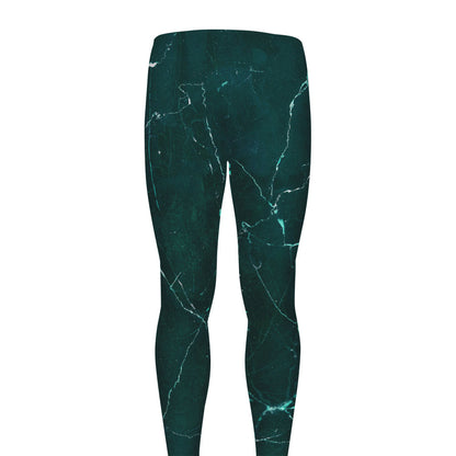 Dark Green Marble Print Men's leggings