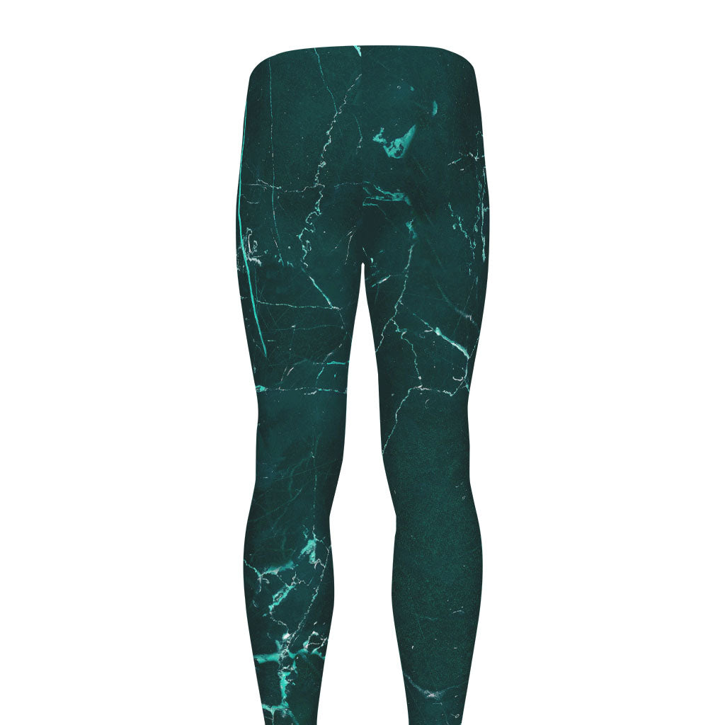 Dark Green Marble Print Men's leggings