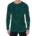 Dark Green Marble Print Men's Long Sleeve T-Shirt