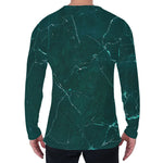 Dark Green Marble Print Men's Long Sleeve T-Shirt