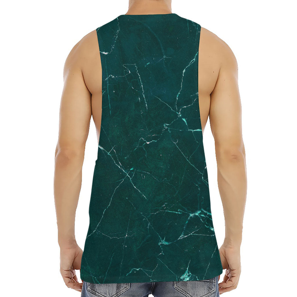 Dark Green Marble Print Men's Muscle Tank Top