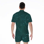 Dark Green Marble Print Men's Rompers
