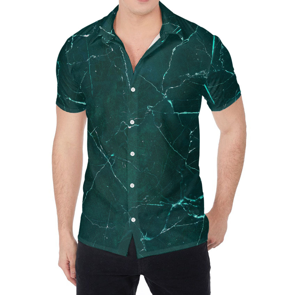 Dark Green Marble Print Men's Shirt