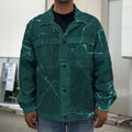 Dark Green Marble Print Men's Shirt Jacket