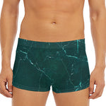Dark Green Marble Print Men's Short Boxer Briefs