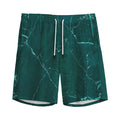 Dark Green Marble Print Men's Athletic Shorts