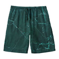 Dark Green Marble Print Men's Swim Trunks