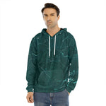 Dark Green Marble Print Men's Velvet Pullover Hoodie