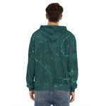 Dark Green Marble Print Men's Velvet Pullover Hoodie