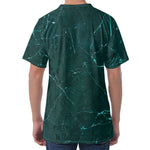 Dark Green Marble Print Men's Velvet T-Shirt