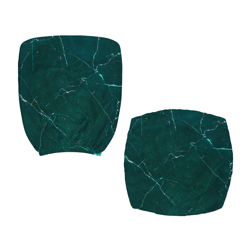 Dark Green Marble Print Office Chair Cover