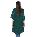 Dark Green Marble Print Open Front Beach Cover Up