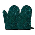 Dark Green Marble Print Oven Mitts