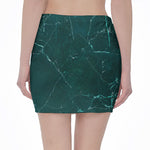 Dark Green Marble Print Pencil Mini Skirt